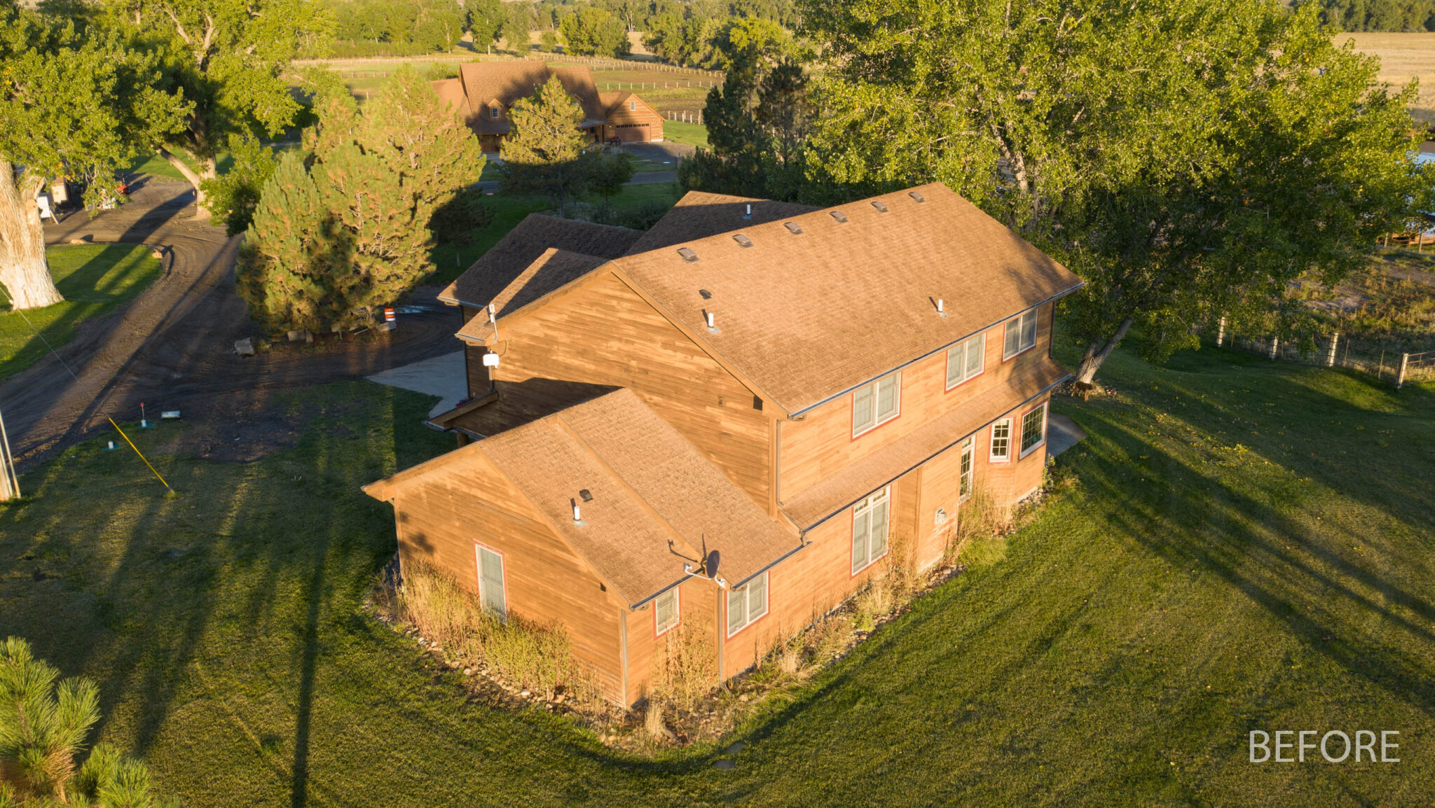 Billings Montana Roofing Contractor Before Small Farm House Asphalt Roofing Repair - Selisha Montana